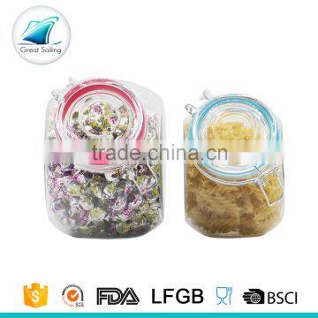 airtight clear glass storage jar food container with silicone ring