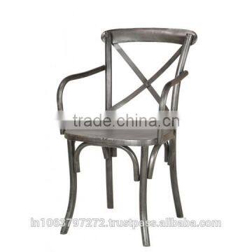 Chair X Back With Arm and Raw Metal Finish