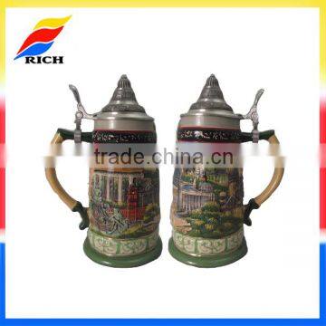 wholesale custom German ceramic beer steins with lids