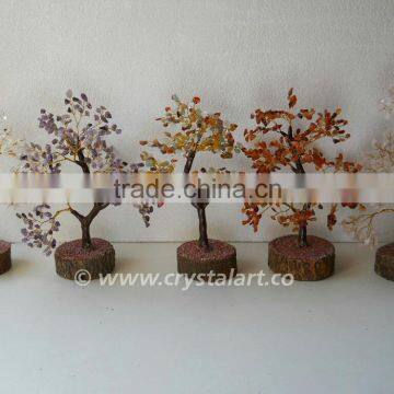 Mix 150 Chips Wooden Base Gemstone Tree