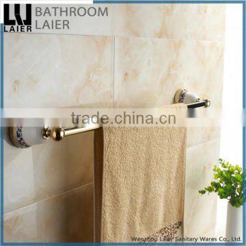 China Manufacture Printing LinesZinc Alloy Gold Finishing Bathroom Accessories Wall Mounted Single Towel Bar