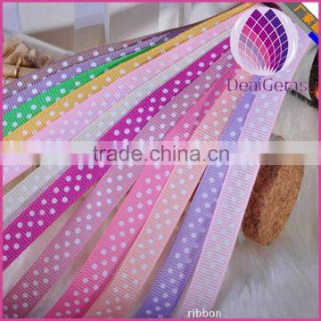 Wholesale Dots Grosgrain Ribbon,3/8 Inch With Single-side Printed Dots,Children's Hair Accessories,100yards / Roll.