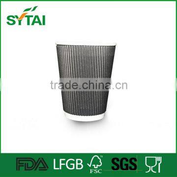 Disposable Ripple Wall 8oz 12oz 16oz 20oz Black Cappuccino Cup photo-4