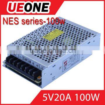 Hot sale 100w 5v 20a switching power supply CE factory price NES-100-5
