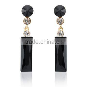 2016 Alibaba black strip-type shape cubic zircon charm earring 18k yellow gold plated jewelry for party