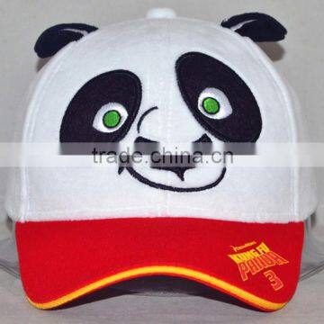 Guangzhou custom 100% cotton hat factory professional cartoon kung fu panda happy expression baseball cap