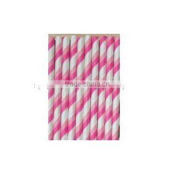 Stripe Pink/Light Pink Paper Party Straws