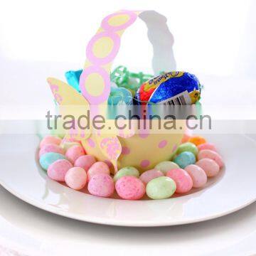 Pink Green Red Pastel Colours Paper Buttercup and Candy Pink Polka Dot Basket For Little Girls Party Favors