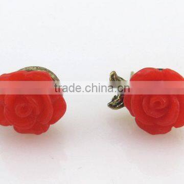 Fashion red rose resin earring