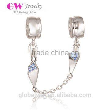 New Design Safety Charm Diamond Silver Safety Chain Wholesale Charm A014