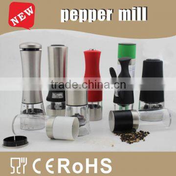 new styles manual/electrical stainless steel/plastic food safe pepper mill