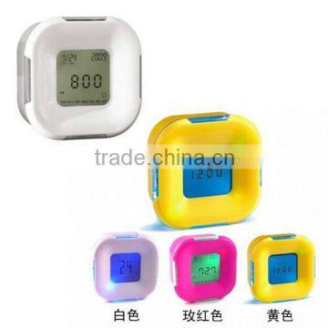 Cheap four side color lcd digital alarm clock