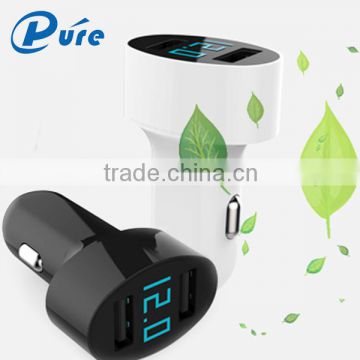 2016 New 5V/2.1A/3.1A/4.8A Output 2 USB Car Charger Smart LED Digital Display Voltmeter Car Cigarette Lighter Charger