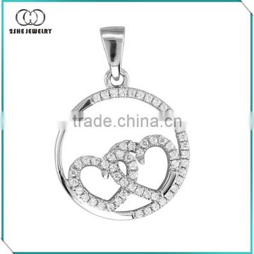 Double heart jewelry type silver pendant