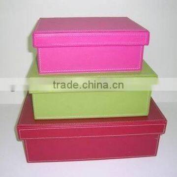 Custome design Good quality pu leather Storage box with lid