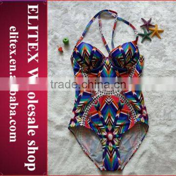 Wholesale Bohemia Fashion Woman Push Up Bra One Piece Swimsuit 2017