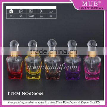 MUB New Arrived 17ml Coloreed Unique Shape Empty Glass Dropper Attar Bottle With Glass Stick Cap