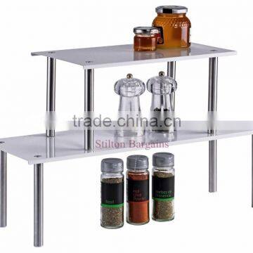 Kitchen Tidy Silver And White Stainless Steel Bathroom Shelf