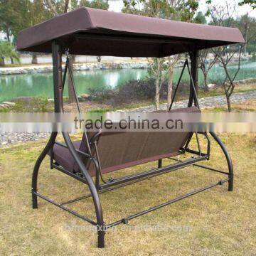 Patio Swing Hammock Chair With Cushion (Brown 3 Seat Bed Swing) photo-3