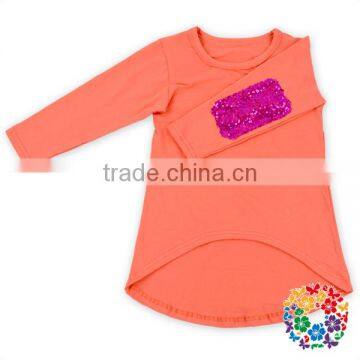 Asymmetrical Design New Model Kids Tshirts Plain White Soft Cotton Long Sleeve Girls Shirt photo-3