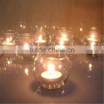 egg shape round glass candle holder/clear round holder