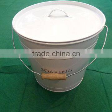 Enamel wooden handle coal hod/fire tools/BBQ Wood Collector/Portable High Quality Ash/Ice/coal Bucket/pails ice bucket with lid