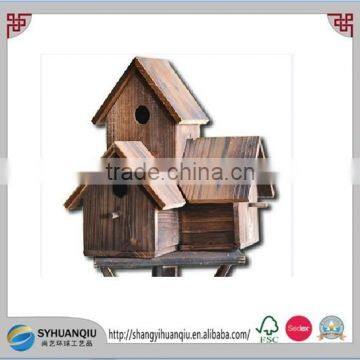 Wooden Bird Cage of Wedge-shaped Roof for Several Birds photo-2