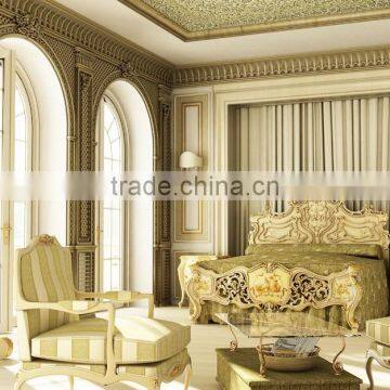 Exquisite Elegant Royal European Style Master Bedroom 3D Interior Rendering Design in Golden White and Blue BF12-03314j photo-5