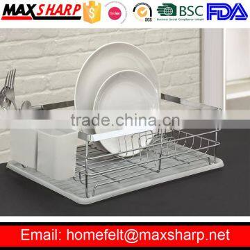 Single Chrome Dish Drainer with Plastic Tray and Cultery