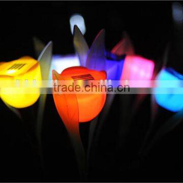Outdoor Solar Powered Tulip Flower LED Light Yard Garden Path Way Landscape Lamp photo-2