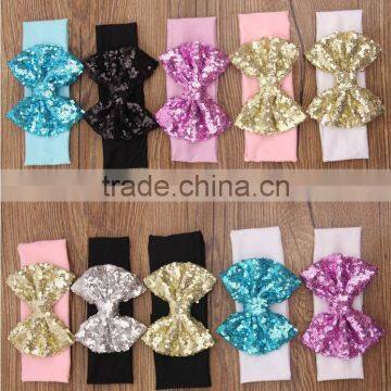 Sequin Bow Stripe Cotton Knot Headband Baby Headband Wholesale photo-3