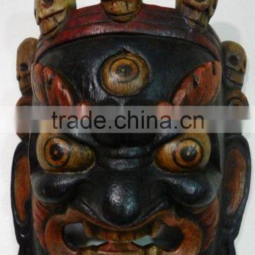 Hand Crafted Wooden Mask of Bhairab Mahakal Wall Hanging Made In Nepal