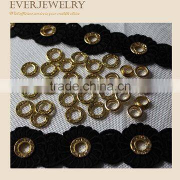 12mm Rhinestone Eyelet Flower Black Cutton Lace