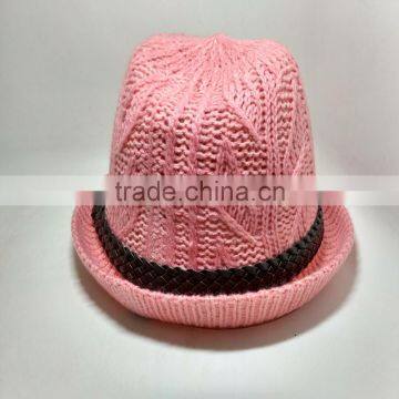 Autumn and winter warm pink twist knitted hat hat fla