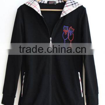 Comfortable Winter Long Sleeve Girls Thick Hoody Coat Back With Hat Made in China photo-6