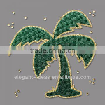 2017 palm tree custom iron on rhinestone design on garment