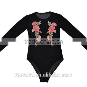 Sexy Teddy Linger Tank Top Crop Top Embroidery Transparent T-shirt Long Sleeve Jumpsuit Lingerie Conjoined Underwear photo-6