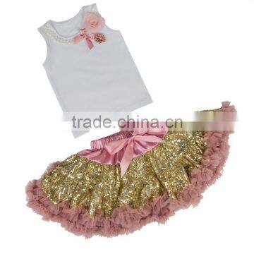 Princess Baby Girls Tops Designs Sequin Skirt Boutique Outfits for Baby Girl photo-6