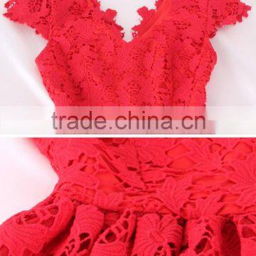 Maxnegio Fashion Red Lace Junior Bradesmaid Dress photo-5