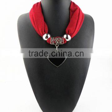 Mix Colors Alloy Heart Pendant Scarves Jewelry Custom Own Pendant Costume Scarves Women Wrap Necklace Scarves photo-3