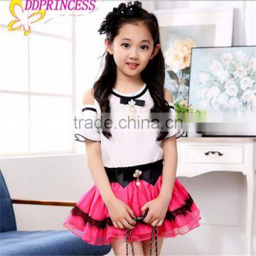 fashion lace big bow ball gown girls two-piece dress princess dress for children