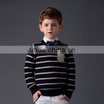 High qulity wool cashmere knitted children's sweater in stripe pattern
