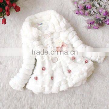 Children's Girls Elegant Baby Faux Fur Fleece Lined Kid Coat 18908 photo-4