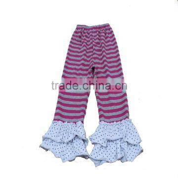 Kids Ruffle Stripe Pants Girl Yoga Leggings 100% Cotton Trouser Children