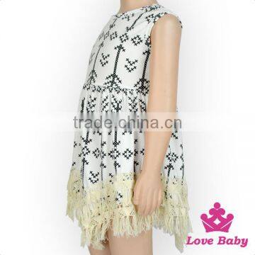 48BQA142 Lovebaby FAUX SUEDE Fabric Printed Kinds Of Pattern Sleeveless With Gilrs Accessory Tassel Dress photo-4
