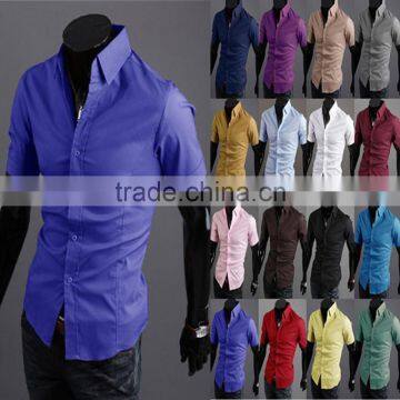 Mens Casual Formal Shirt Short Sleeve Slim Fit Business Shirts