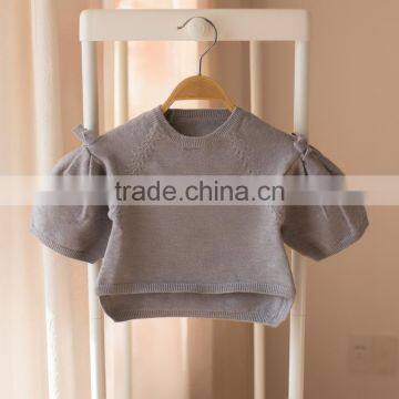 S32890W Children Knitted Sweater Girls Spring Cotton Casual Bowknot Pullover Sweater photo-4