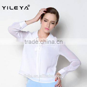Cute Collar Designed Fashionable Casual Long Sleeve Women Fashion Blouse Shirts photo-3