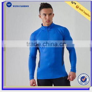 Gym /Training Wear Solid Color Fitness Tight Men Half zip Front Fleece T shirts