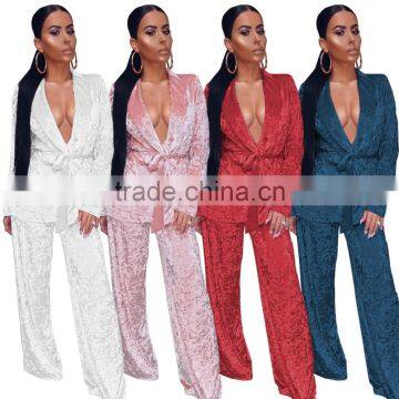 B33773A Two Pieces Women best selling loungewear velvet pajamas